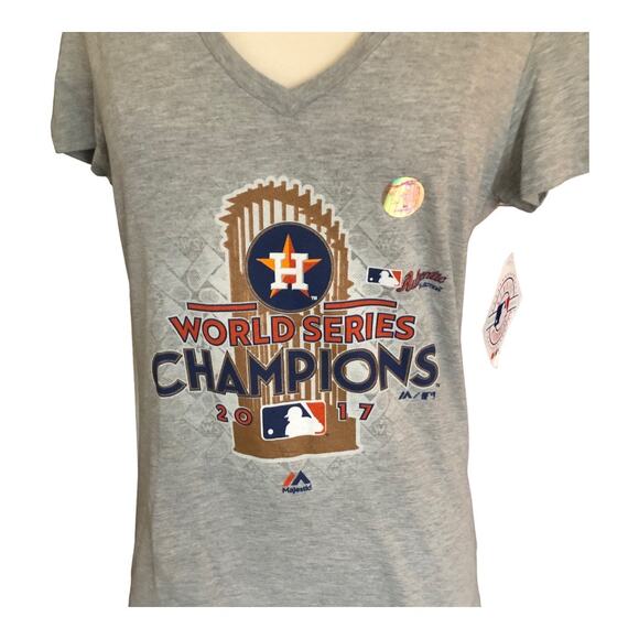 Majestic NWT 2017 Houston Astros World Series Graphic Tee V-Neck, Medium - Picture 2 of 16